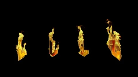 Flaming Fire Letter L Video stock 107401317