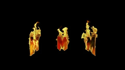 Flaming Fire Letter M Stock Footage 107401348