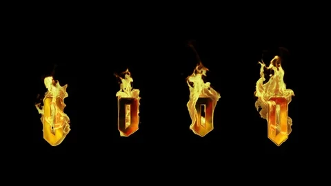 Flaming Fire Letter O Stock Footage 107401395