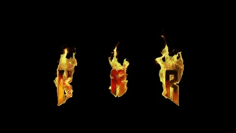 Flaming Fire Letter R Stock-Footage 107401769