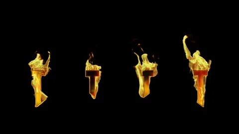 Flaming Fire Letter T Stock Footage 107401812
