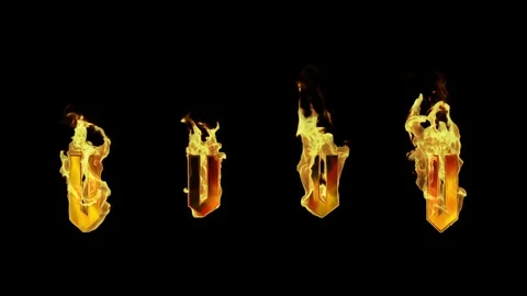 Flaming Fire Letter U Stock Footage 107402065