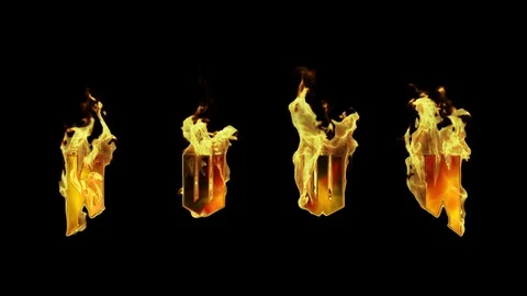 Flaming Fire Letter W Stock Footage 107402132
