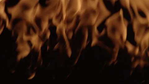 Flaming fire line isolated on black background, burning gas Stock Footage 157096468