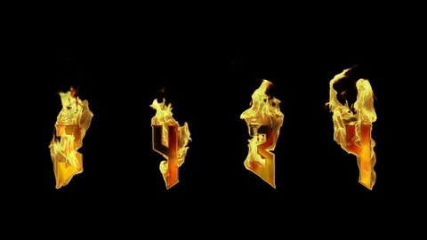 Flaming Fire Numbers 3 and 4 Stock Footage 107092060
