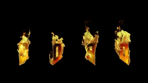 Flaming Fire Numbers 9 and 0 Video stock 107092144