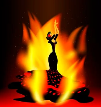Flaming flamenco dance Stock Illustration
