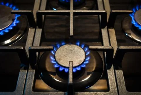 Flaming gas oven Stock Photos