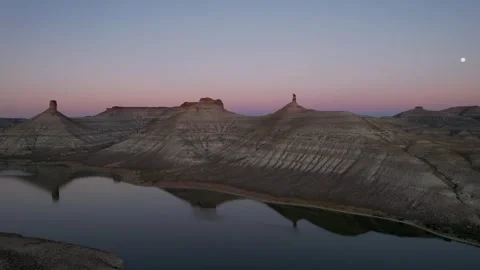 Flaming Gorge Aerial Sunset Stock Footage 254426846