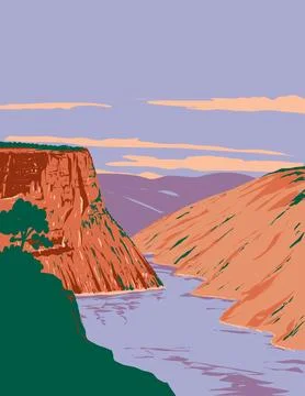 Flaming Gorge National Recreation Area in Wyoming and Utah USA WPA Art Poster Illustrazione stock