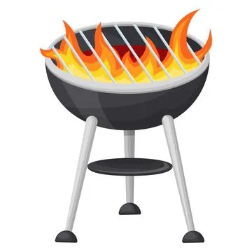 A flaming grill. Vector illustration on a white background Stock Illustration