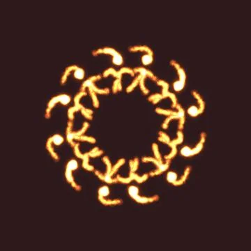 Flaming Hands and Dancing Fire Spirits – Fiery Circle Illustration Illustrazione stock