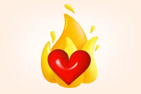 Flaming heart concept. 3d vector illustration Stock Illustration