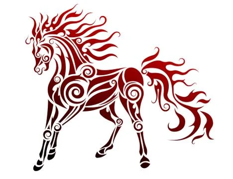 Flaming horse isolated vector illustration Stock Illustration