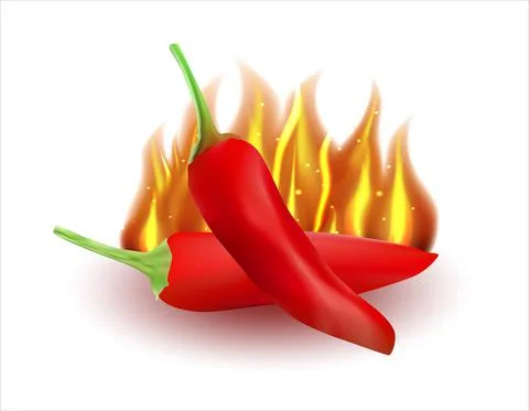Flaming hot chili pepper image. Vector illustration. Stock Illustration