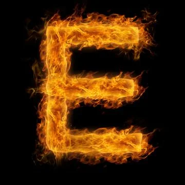 Flaming letter e Stock Illustration