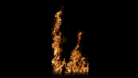 Flaming Letter L Burning on Black Background with Luma Matte Stock Footage 346176414