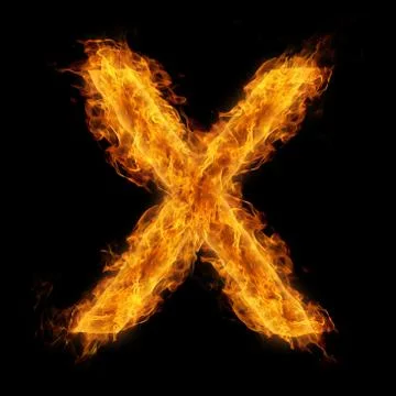 Flaming letter x Stock Illustration
