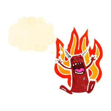 Flaming little devil cartoon character イラスト素材