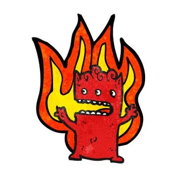 Flaming little devil cartoon Stock Illustration