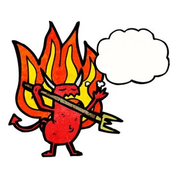 Flaming little devil cartoon 스톡 일러스트