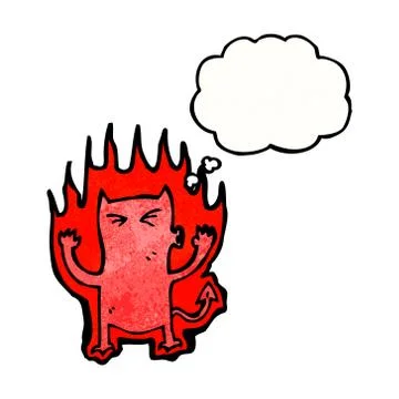 Flaming little devil cartoon 스톡 일러스트