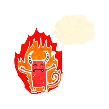 Flaming little devil cartoon 스톡 일러스트