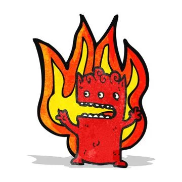 Flaming little devil cartoon 스톡 일러스트