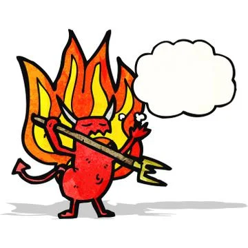 Flaming little devil cartoon Stock Illustration