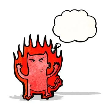 Flaming little devil cartoon Stock Illustration