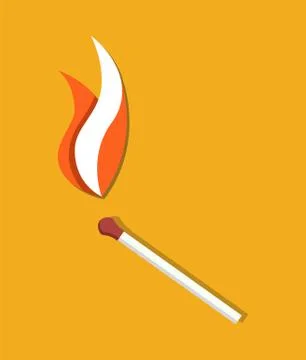 Flaming Match Icon Abstract Vector Illustration Stock Illustration