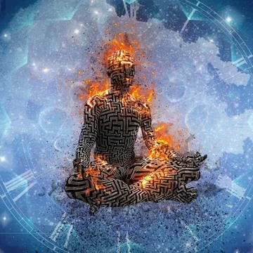 Flaming meditation Stock Illustration