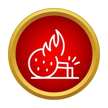Flaming meteor impacting building creating destruction icon Ilustración de archivo