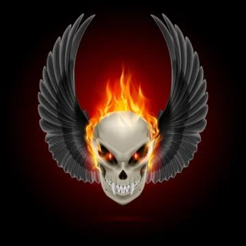 Flaming mutant skull 스톡 일러스트