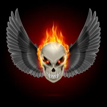 Flaming mutant skull Stock Illustration
