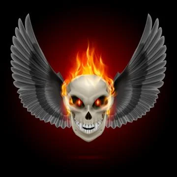 Flaming mutant skull Stock Illustration