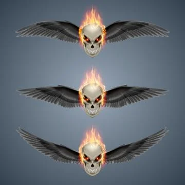 Flaming mutant skulls Stock Illustration