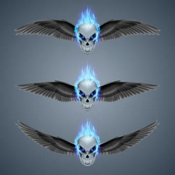 Flaming mutant skulls Stock Illustration