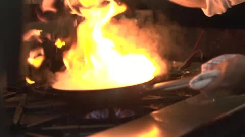 Flaming pan @50fps Stock Footage 20432520