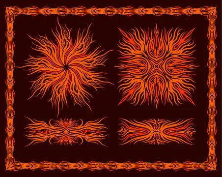 Flaming patterns set Illustrazione stock