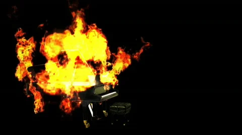 Flaming piano Stock Footage 566810