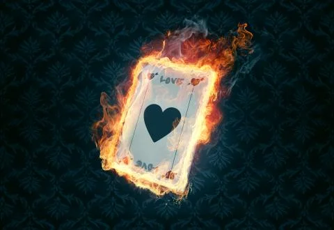 Flaming Poker Card Stock Illustration