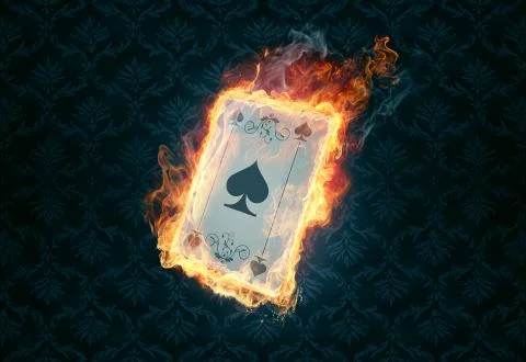 Flaming poker card Stock Illustration