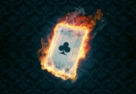 Flaming poker card Stock Illustration