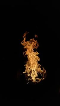 Flaming red fire on black background and portrait mode 03 Stock Photos
