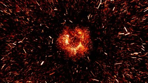 A flaming red-hot fire in three dimensions, isolated on a blackbackground. .. Stock Photos