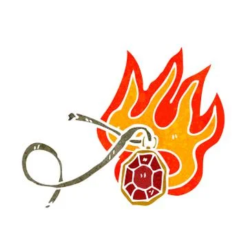 Flaming red ruby retro cartoon Stock Illustration