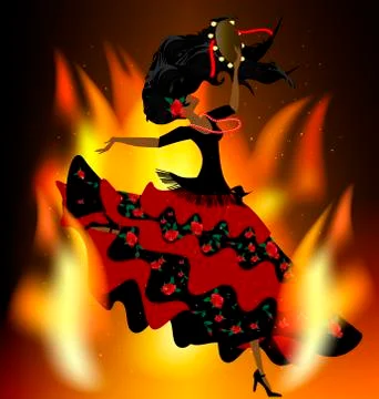 Flaming romany dance Stock Illustration