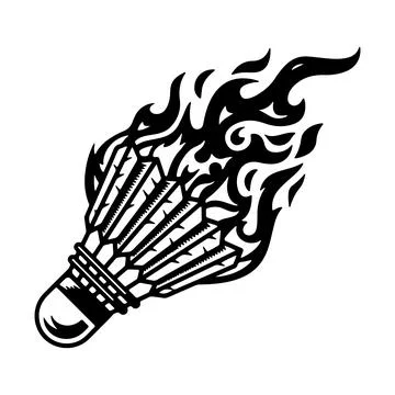 Flaming Shuttlecock Vector – Dynamic Badminton Sports Illustration Stock Illustration