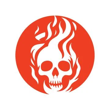Flaming Skull In Circle Emblem Stock Illustration